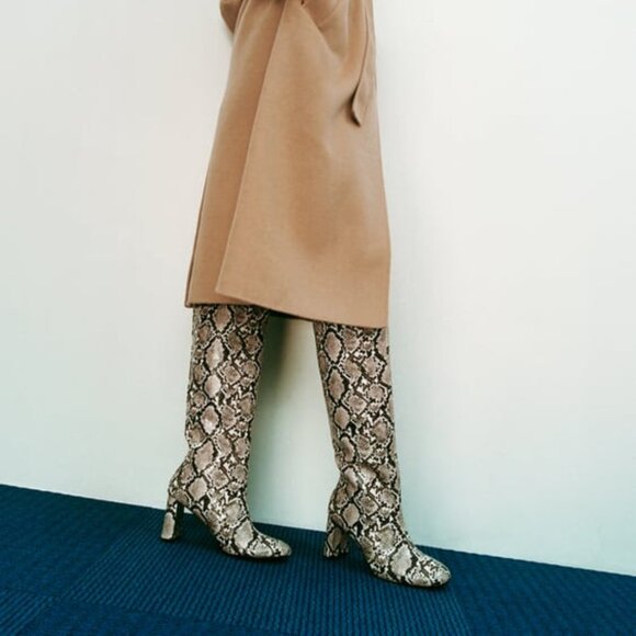 Zara Shoes - ZARA Snake Print KNEE HIGH BOOTS (Size US 8)